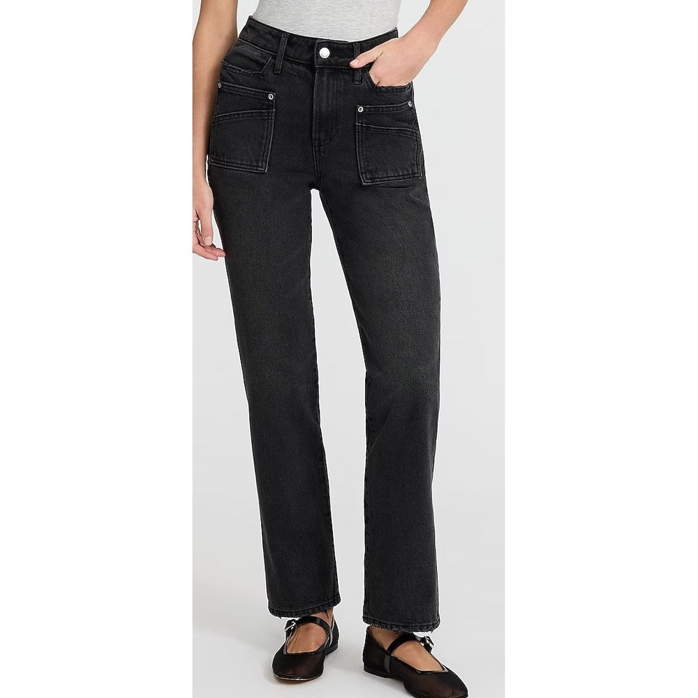 Express Women's High Rise Black Wash 50/50 Rigid Stretch Jeans - Black - 4R